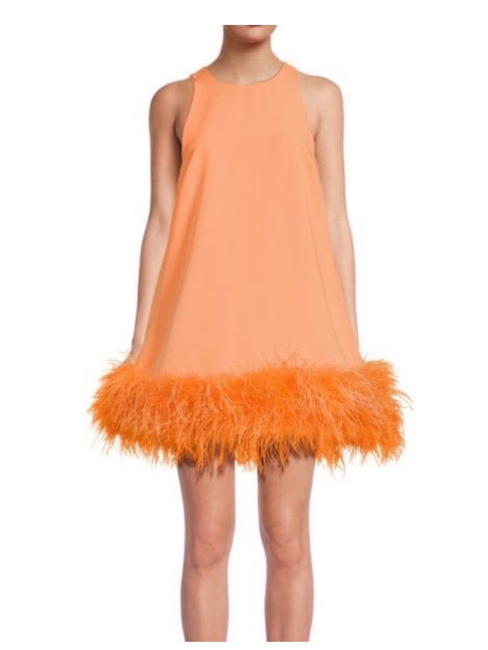 RONNY KOBO COLLECTION ORANGE FEATHER DRESS